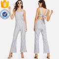 Grey Tie Back Striped Pinafore Jumpsuit OEM/ODM Manufacture Wholesale Fashion Women Apparel (TA7006J)